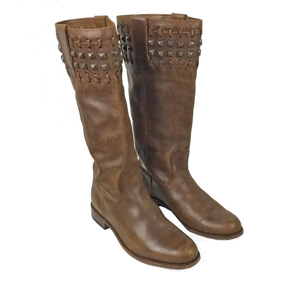 SENDRA 9177 Brown Studded Pull On Style Riding Boots - Picture 3 of 14